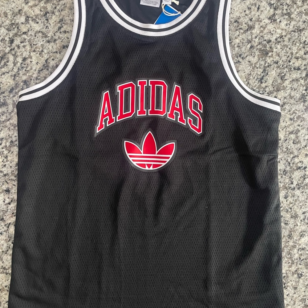 Adidas Black and White Striped Shirt
